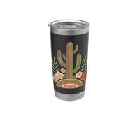 Boho Floral Cactus Southwest Western Rustico Vintage Cactus Bicchiere termico in acciaio inox doppia parete