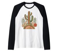 Boho Floral Cactus Southwest Western Rustico Vintage Cactus Maglia con Maniche Raglan