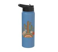 Boho Floral Cactus Southwest Western Rustico Vintage Cactus Stainless Steel Insulated Water Bottle