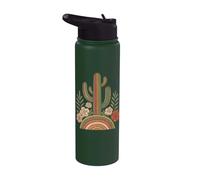 Boho Floral Cactus Southwest Western Rustico Vintage Cactus Stainless Steel Insulated Water Bottle