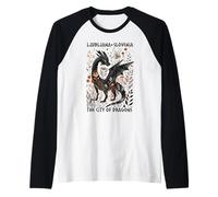 Boho Floral Drago Ljubljana Slovenia Città dei Draghi Maglia con Maniche Raglan