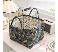 Boho Floral Laundry Baskets,Floral Pattern Quilted Storage Basket,Large Capacity Fabric Storage Decorative Baskets