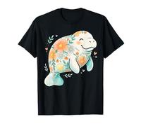 Boho Floral Manatee Summer Ocean Beach Sea Animal Lovers Maglietta