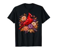 Boho Floral Northern Cardinal Birdwatching Amante Vintage Art Maglietta