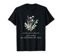 Boho Flower Christian He Leads Beside Still Waters Outfit Maglietta