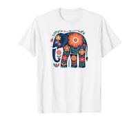 Boho Flower Elephant Floral Art Bohemian Animal Maglietta