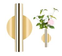 Boho Flower Tube Wall Vase, Adorable Metal Walls Mounted, Portable Compact Wall Hanging Dried Flowers Holder Decoration for Bedroom, Living Room, Hallway or Offices