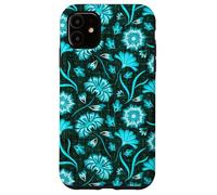Boho Flowers Bold Aqua Ocean Disegnato A Mano Fiori Tropicali Custodia per iPhone 11