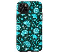 Boho Flowers Bold Aqua Ocean Disegnato A Mano Fiori Tropicali Custodia per iPhone 11 Pro