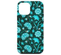 Boho Flowers Bold Aqua Ocean Disegnato A Mano Fiori Tropicali Custodia per iPhone 12 mini