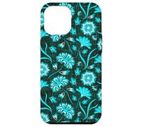 Boho Flowers Bold Aqua Ocean Disegnato A Mano Fiori Tropicali Custodia per iPhone 12 Pro Max