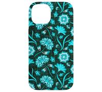 Boho Flowers Bold Aqua Ocean Disegnato A Mano Fiori Tropicali Custodia per iPhone 14
