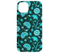 Boho Flowers Bold Aqua Ocean Disegnato A Mano Fiori Tropicali Custodia per iPhone 14 Plus