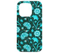Boho Flowers Bold Aqua Ocean Disegnato A Mano Fiori Tropicali Custodia per iPhone 15 Pro