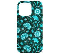 Boho Flowers Bold Aqua Ocean Disegnato A Mano Fiori Tropicali Custodia per iPhone 15 Pro Max