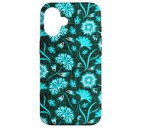 Boho Flowers Bold Aqua Ocean Disegnato A Mano Fiori Tropicali Custodia per iPhone 16