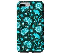 Boho Flowers Bold Aqua Ocean Disegnato A Mano Fiori Tropicali Custodia per iPhone 7 Plus/8 Plus