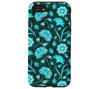 Boho Flowers Bold Aqua Ocean Disegnato A Mano Fiori Tropicali Custodia per iPhone SE (2020) / 7/8