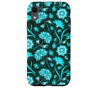 Boho Flowers Bold Aqua Ocean Disegnato A Mano Fiori Tropicali Custodia per iPhone XR
