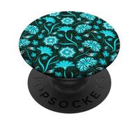 Boho Flowers Bold Aqua Ocean Disegnato A Mano Fiori Tropicali PopSockets PopGrip Adesivo