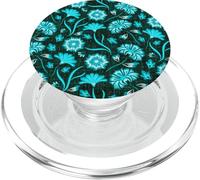 Boho Flowers Bold Aqua Ocean Disegnato A Mano Fiori Tropicali PopSockets PopGrip per MagSafe