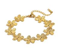 Boho Flowers Bracelet for Women Stainless Steel 18K Golden Plated Flowers Floral String Adjustable Chain Bracelets Fashion Birthday Jewelry 6.7+2 Inch