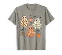 Boho Ghosts Pumpkin Halloween Floral Maglietta