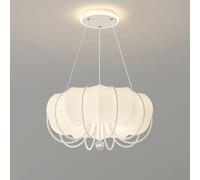 Boho Girls White Pearl Decor French Country Chandelier Large Mid Century Ceiling Pendant Light Nordic LED Hanging Lamp for Kitchen Island Dining Room Bedroom