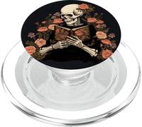 Boho Gothic Skeleton Lettura Libri Floreale PopSockets PopGrip per MagSafe