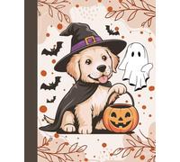 Boho Halloween Composition Notebook: Aesthetic Fall Journal for Teens & Women Featuring Cute Dog, Ghost and Boho Leaves | College Ruled 7.5 x 9.25, 120 Pages