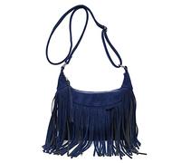 Boho Hippie Borse Frange Nappa Faux Suede Spalla Messenger Crossbody Sling Bag Country Concert Outfits per le donne, Navy, taglia unica