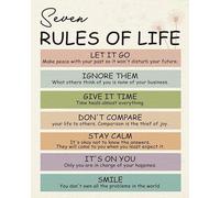 Boho Inspirational Wall-Art Poster 7 Rules Of Life Motivational Quotes For Classroom Decor Teachers Lounge College Dorm Room Vibes(Framed,12x18inch(30x45cm))