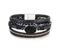 Boho Leather Wrap Bracelets Bohemian Crystal Bracelets Trendy Layered Bracelet with Magnetic Clasp Stackable Jewelry for Women