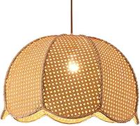 Boho Light Fixtures Vintage Flower Pendant Lighting Kitchen Island Mid Century Hanging Lamp Ceiling Woven Rattan Chandelier for Bedroom Dining Room Farmhouse