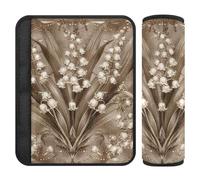 Boho Lily of Valley Floral Brown 2 Pack imbottito cintura di sicurezza copre collo e spalle per borsa forro para cinturon de seguridad