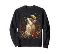 Boho Lupo Ulula alla Luna Floreale Mistico Grafico Donne Felpa