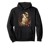 Boho Lupo Ulula alla Luna Floreale Mistico Grafico Donne Felpa con Cappuccio