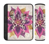 Boho Mandala Fiore e Scheletro Umano 2 Pack seggiolino auto Strap Pads Rilasciare lo stress al collo e alle spalle per Sedan funda para cinturón de carro