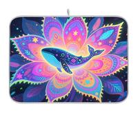 Boho Mandala Fiori Balena Resistente Al Calore Stuoia Cucina Stuoia Stendibiancheria Tappetino Grande Stuoia di asciugatura per Piatti 18 x 24