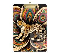 Boho Mandala Fiori Leopardo Colorato Personalizzare Trasparente Appunti Acrilico Carino per Legale Donne Allenatori di Basket Dimensione 9 x 12