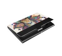 Boho Mandala Flowers Leopard Colorful Slim piccolo porta biglietti da visita con pelle e acciaio inox porta carte di credito per proteggere le tue carte