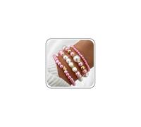 Boho Matrimonio Rosa Bianco Simulato Perla Bracciale Stack Chunky Spessa Perla Tratto Bracciali Imposta Impilabile Elastico Dainty Piccola Palla Perline Semplice Minimalista Spiaggia Per Le Donne