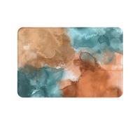Boho Modern Minimalist Abstract Teal Blue Beige Rust Burnt Orange Zerbino Ingresso Morbido Tappeto Entrata Lavabile In Lavatrice Tappeti Da Bagno Per Cucina Corridoio Interno 40X60Cm