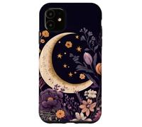 Boho Moon Phases Floral Aesthetic Chic Custodia per iPhone 11