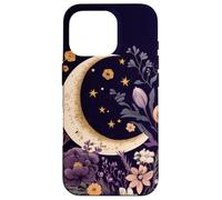 Boho Moon Phases Floral Aesthetic Chic Custodia per iPhone 16 Pro