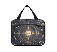 Boho Moon Sun appeso grandi borse da toilette per le donne con gancio, designer borse cosmetiche pieghevoli per crociera viaggio toilette bolsa para maquillaje M, boho luna sole, Medium