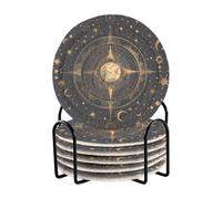 Boho Moon Sun - Set di 6 sottobicchieri assorbenti per bevande Posavasos Para Mesa