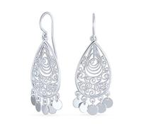 Boho Moroccan Moda Bali Forma Di Lacrima Pendenti Goccia Monete Dichiarazione Orecchini Lampadario Per Donne Adolescenti .925 Argento
