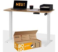 boho office® Scrivania elettrica regolabile in altezza, 110 x 60 cm, 4 memorie, montaggio rapido, con piano di appoggio certificato FSC con angoli arrotondati, rovere UDESK bianco