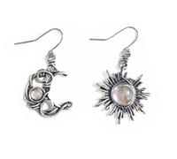 Boho Opal Sun e Moon Droperning Orecchini a pietra lunare Gancio di pietra naturale bohémien per donne ragazze asimmetriche Antiched Celestial Jewelry